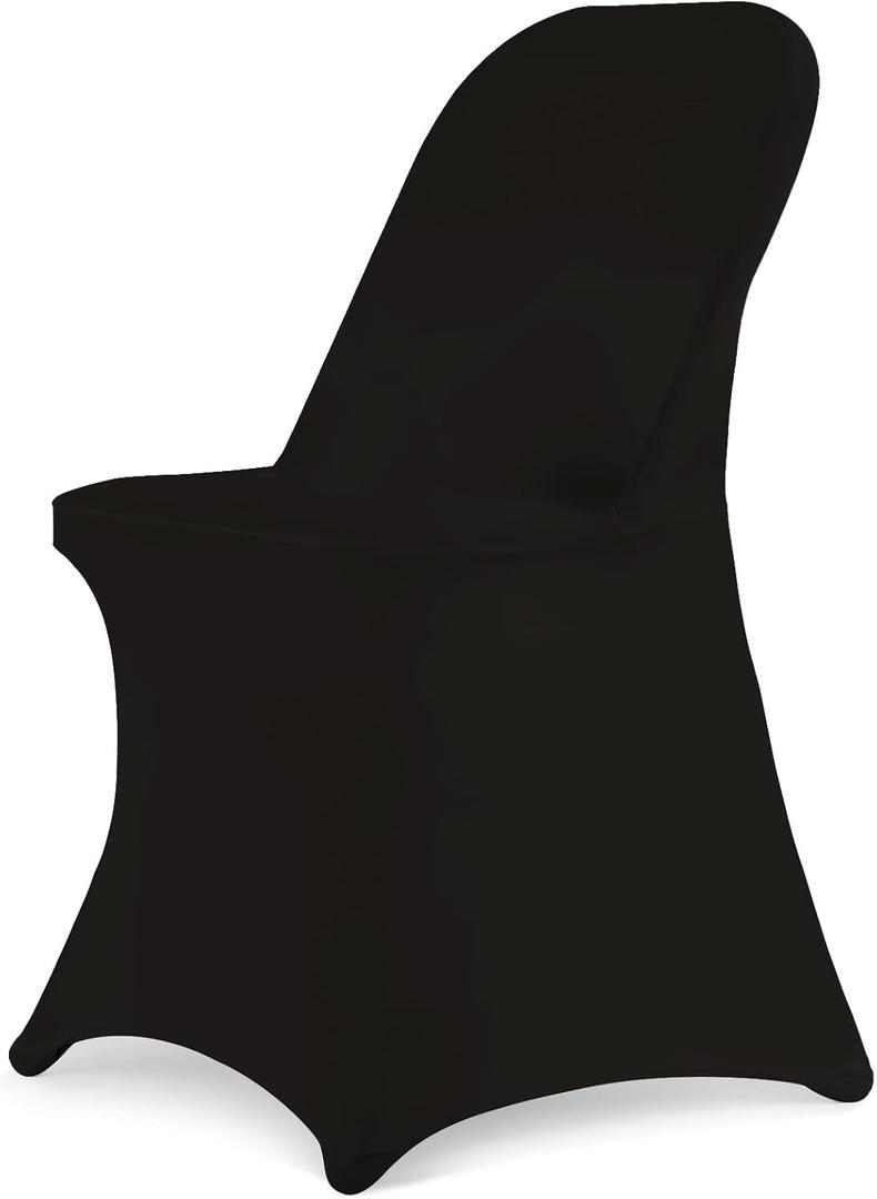 HAINARverS Folding Chair Covers for Wedding, 10pcs Stretch Spandex Washable Fabric Chair Cover, Decoration Chair Cover for Wedding, Party, Banquet, Birthday, Conference, Event(Black, 10 PCS)