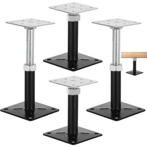 4 PCS Adjustable Floor Jacks, Heavy Duty Metal Post Floor Support, 5 to 8 Inches Mini Screw House Jack, Deck Foundation Lift Support, Level Support Floor Straightener for Balcony Patio Courtyard