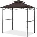 Grill Gazebo - 8x5 Outdoor BBQ Gazebo Canopy with LED Light for Backyard and Deck, Brown