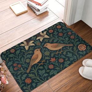 Vintage Floral Birds Indoor Door Mat, Retro Bird Flower Theme Floor Doormat for Entryway, Non-Slip Rug for Outdoor, Home, Kitchen, Living Room Decor, Area Rugs Gifts for Spring Lovers, 16x24in
