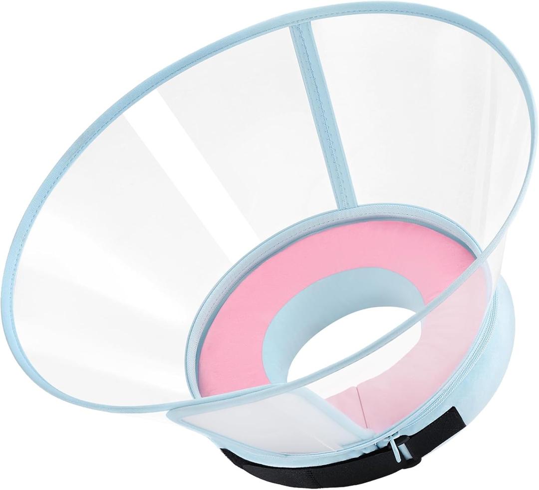 Sponge Core Dog Cone, Inflatable Dog Cone Collar Alternative, Dogs Donut Collar After Surgery, Soft Cone for Large Medium Small Dogs to Stop Licking, No Inflation Required, Clear View(Size 3, Pink) (Size 3(Neck: 10.5"- 13.0"))