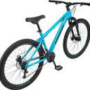 Mongoose Grafton Mountain Bike, 21 Speed, Aluminum Frame, Knobby Mountain Tires, Suspension Fork, Trigger Shifters, Mechanical Disc Brakes | Trigger Shifter, Aluminum Frame, Front Suspension, 27.5-Inch Wheels, blue