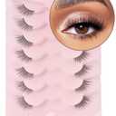 Onlyall Half Eyelashes Corner Lashes Natural Lashes Half Lashes Wispy End Lashes Corner Eyelashes 3/4 Lashes Clear Band Lashes 7 Pairs C02 (6MM-14MM)