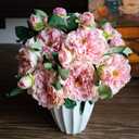 Silk Peony Fake Flowers VintageLarge Long Stem Plants for Decoration Home Decor Living Room Artificial Flowers(Pink 4PCS) (Pink 4pcs(not Include Vases))