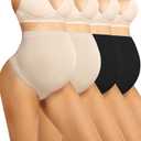 Maternity Underwear Thong Over Bump - Pregnancy Shapewear Over Belly Support Seamless Pregnant Panties for Women (Medium, Black/Nude)