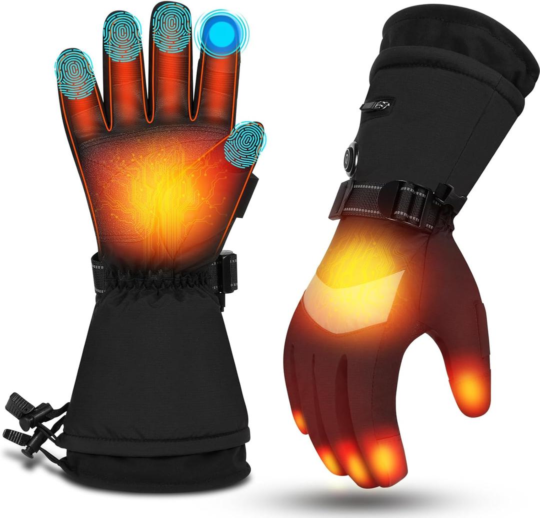 MADETEC Heated Gloves for Men Women,7.4V 22.2Wh Rechargeable Battery Electric Heated Gloves,Full Touchscreen Waterproof Ski Winter Gloves for Outdoor Skiing Hunting Hiking (Medium)