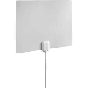 One for All 15584 HDTV 1080p Antenna Amplified Indoor Flat HDTV Indoor Antenna with 60 Mile Range & Signal Level Indicator -8 Feet Coaxial Cable – Black, White