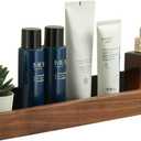 Small Bathroom Shelf Wall Mounted Organizer, Rustic Farmhouse Walnut Solid Wood Floating Corner Shelf with Border for Kitchen Bedroom Laundry Room