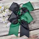 DEEKA 12PCS 8" Two Toned Large Cheer Hair Bows Ponytail Holder Handmade for Teen Girls Softball Cheerleader Sports -Forest Green/Black