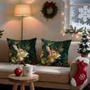 Vintage Christmas Set of 2 Deer Throw Pillow Covers 20x20Inch Dark Forest Retro Elk Art Animals Double Sided Print Winter Xmas Mistletoe Decor Cushion Cases for Sofa Couch (Wl-dp-wc-dark)