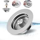 Upgraded 3 in 1 Kitchen Sink Drain Strainer  Stainless Steel Sink Stopper, AntiClogging Sink Food Catcher Basket, Fast Drainage Odor Filter Sink Plug for US Standard 3 1/2 inch Drain (Silver1Pack)