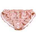Farlenoyar Women Sexy Flouncing Silk Bikini Briefs Underwaer Soft Briefs (S(Tag L), Hot Pink) (Pink, L)