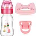 Blushtier 3 Pieces Reborn Baby Doll Toy ( Giraffe Pattern, Pink)