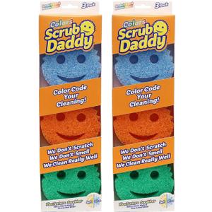 Scrub Daddy Colors - Kitchen Sponge Variety Pack - Scratch-Free Multipurpose Dish Sponges - BPA Free & Made with Polymer Foam - Stain & Odor Resistant (3 Count, 2 Pack)