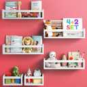 HOMEY PANDA Wall-Mounted Nursery Bookshelves - 4 Long + 2 Mini Shelves, Kids Room Storage (White Pine Wood)