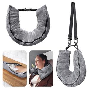 Eppyyo Stuffable Travel Pillow for Extra Luggage, Velvet Travel Neck Pillow Storage Bag with Adjustable Neck Size, Fits About 6 T-Shirts Travel Essentials Multifunctional Sleeping Rest Cushion