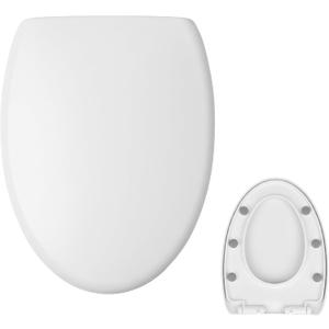 MinSha V-Shape Toilet Seat Soft Close Elongated, Matte White Easy Install