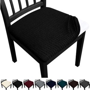 Dining Chair Seat Covers, Washable Dining Room Chair Seat Covers Set of 6, Removable Kitchen Seat Covers Chair Covers for Dining Chairs (Black)