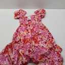 PRETTYGARDEN Women's Casual Summer Midi Dress Puffy Short Sleeve Square Neck Smocked Tiered Ruffle Dresses (Medium)