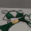 Women Halter String Bikini Set Sexy Thong Cheeky Two Piece Swimsuits Solid Color Bathing Swimwear (Dark Green), XS