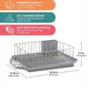 Farberware Classic 3-Piece Dish Drying Rack Set for Kitchen Counter, Gray - Rust-Resistant Wires, Self-Draining Board, Flatware Caddy, Non-Slip Feet