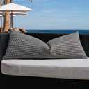 Kevin Textile Outdoor Waterproof Throw Pillow Covers 14x36 Inch Pack of 1 Boho Farmhouse Decorative Long Lumbar Cushion Covers for Garden Patio Tent Balcony Bench Couch Sofa, Dark Grey
