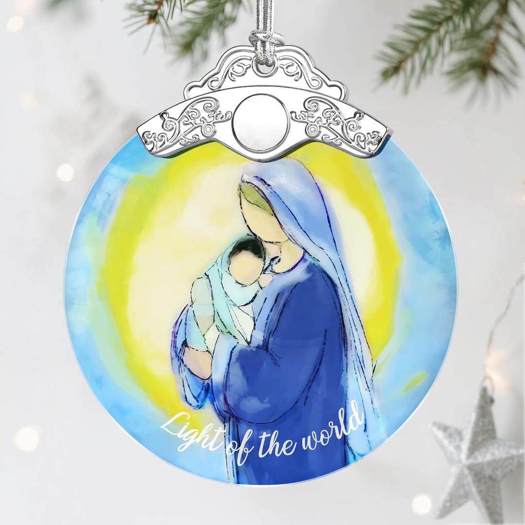Religious Ornament, Stained Glass Christmas Decor, Christmas Ornaments for Tree, Holiday Ornament, Religious Gifts, Holiday Party Gifts, Gift Ideas & Christian Gift