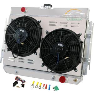 4 Row Core Radiator Shroud Fan For Chevy 1963-1968 Bel Air Biscayne Impala 67-68 Caprice 64-65 Chevelle,Kingswood Full Aluminum Radiator with Shroud Fan Relay Kit