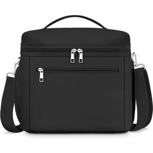 DALINDA Insulated Lunch Bag for Women,Lunch Box Cooler Bag Lightweight Nylon Waterproof Lunch Box LunchBags for Work (Black) (Medium-7L)
