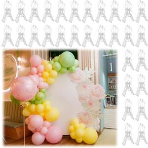 LemonRoad 30 Pack Large Balloon Arch Clips Plastic Transparent Backdrop Spring Clamps 3.5 Inch Heavy Duty Clip for Balloon Arch Kit Birthday Decoration Crafts Woodworking Photography Studios (Clear)