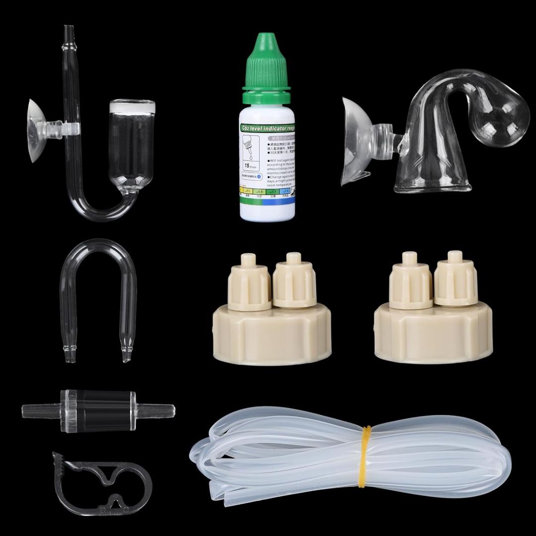 CO Level Indicator Reagent for Aquarium Fish Tank Test Kits Glass Aquarium Water C02 Drop Checker Container DIY CO2 Reactor Bottle caps Kits and so on