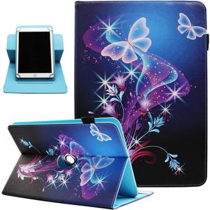 Universal 10 10.1 Inch Android Tablet Case, Dluggs 360 Degree Rotating Multi-Angle Viewing Stand Universal Case Cover for 10 10.1 and All 9.5-10.5 Inch Tablet, Shiny Butterfly