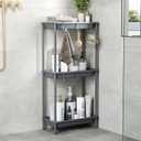 Orimade Rustproof 3 Tier Floor Standing Shower Caddy Organizer, Plastic Metal Splicing Floor Shelf Rack Stands for Bathroom Kitchen,15.35 x 29.33 x 7.87, Grey