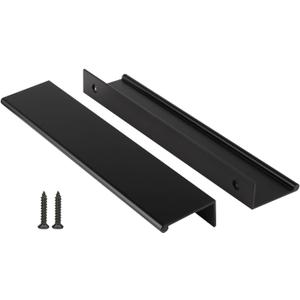 Peaha 5 Pack Kitchen Cabinet Handles 6-1/4 inch Black Pulls for Dresser Drawers Door Edge Finger Pull Aluminum Alloy Hardware