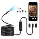 Endoscope Camera with Light, 1920P HD Borescope with 8 LED Lights, 16.5 FT Semi-Rigid Snake Inspection Camera, IP67 Waterproof Drain Pipe Borescope Men's Tool for iOS and Android