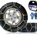 Snow-Chains Auto Fixing 1 Min Quick Fit Easy Installation Tire-Chains, Portable Reusable Universal Emergency Tire Traction Chain for Passenger Car, Pickup Trucks and SUV - Set of 2 (HKN-140)