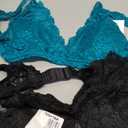 Smart & Sexy Women's Lace Deep V Wireless Bralette Comfortable & Stylish, Multi-Packs (Medium, Fanfare/Black Hue - 2 Pack)