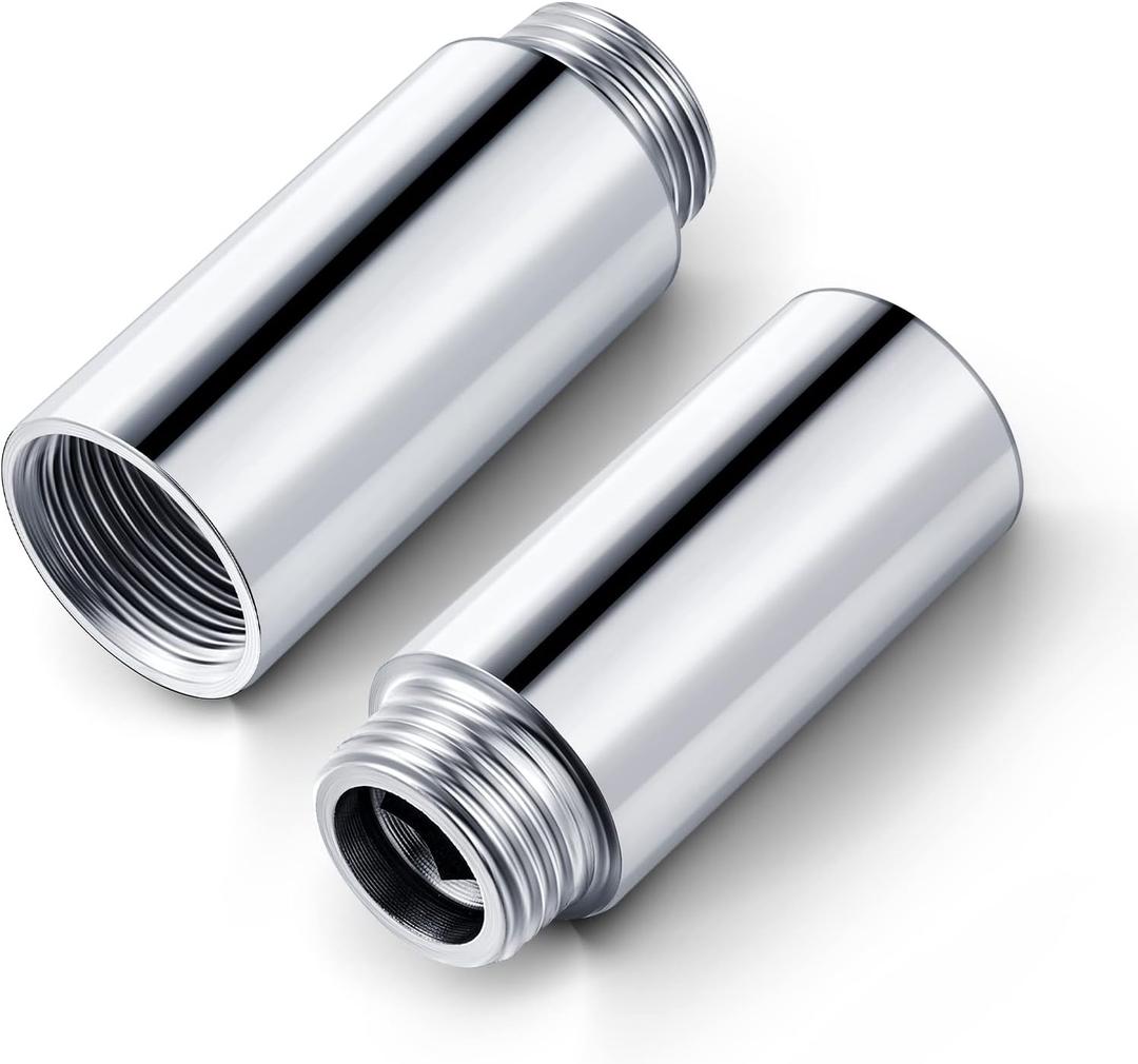 Amylove 2 Pcs Shower Head Extension Arm Stainless Steel Shower Pipe Extension 1/2pt Male to 1/2pt Female Thread Cast Pipe Fitting Coupler Adapter(2 Inch)