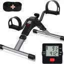 TABEKE Under Desk Bike Pedal Exerciser, Fully Assembled Folding Pedal Exerciser for Arm and Leg Workout, Portable Sitting Desk Cycle with LCD Screen Displays (Grey)