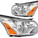 Headlight Assembly Fit with 2015-2023 for ford TRANSIT 150 250 350 Chrome Housing Amber Reflector Pair CK4Z13008M FO2502357