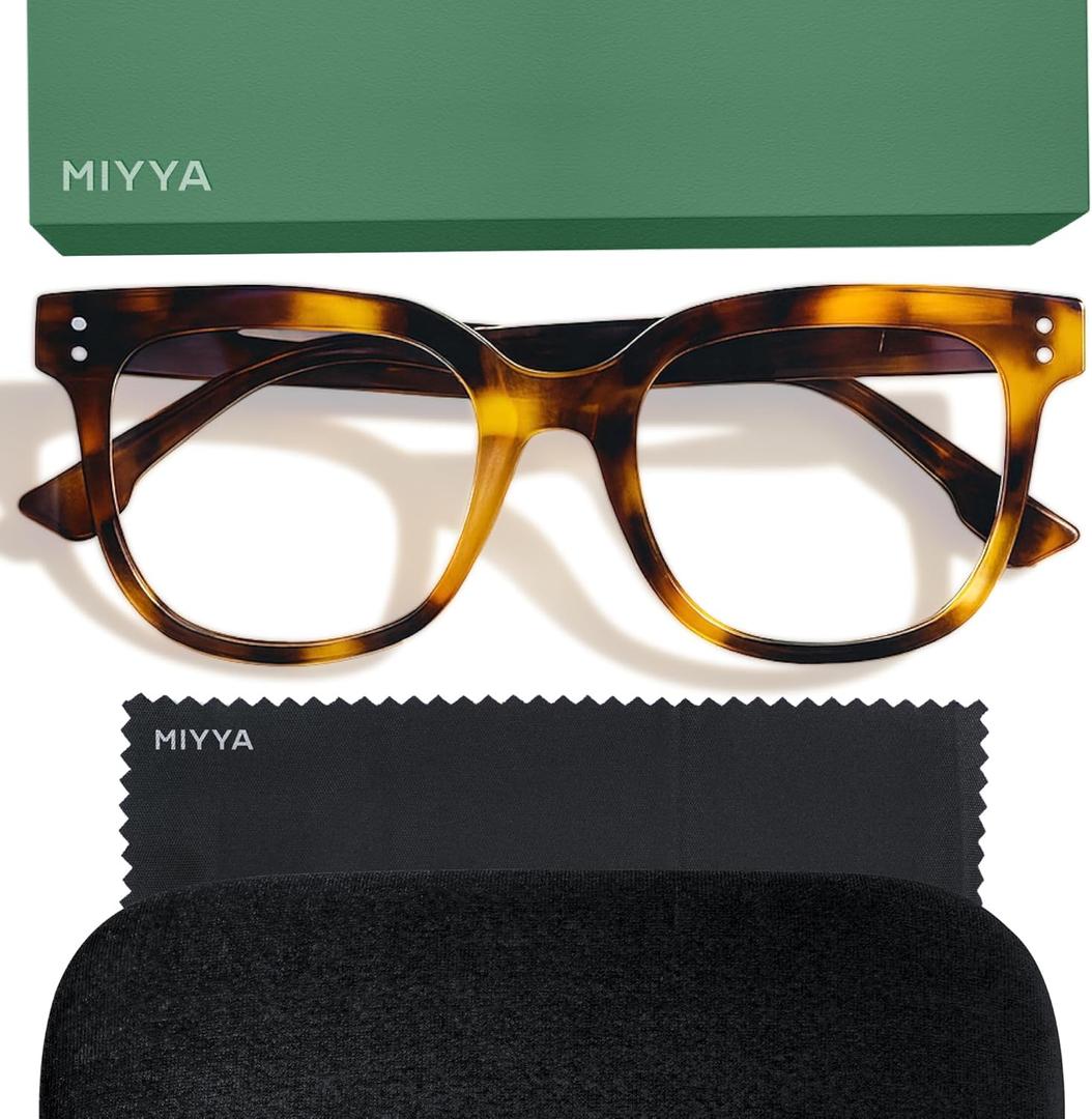 miyya Stylish Reading Glasses for Women, Cheaters Eyeglasses, Oversized Blue Light Readers, Fashion Eye Glasses (Tortoiseshell, +2.0)