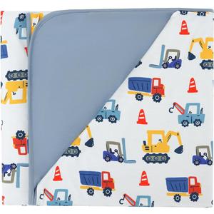 Premium Baby Blanket, Stretchy Quilt for Kid, Soft Crib Bedding for Newborn Baby and Toddler, Nursery Blanket for Boys and Girls, Viscose Made from Bamboo, 50'' x 50'' Blue Car (One Size)