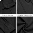 COOFANDY Mens Cuban Guayabera Shirt Casual Button Down Shirts Long Sleeve Summer Beach Shirts (Black, L)