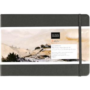 Etchr Perfect Sketchbook - A5 Landscape - Cold Press 100% Cotton - Hardcover Drawing Book 5.8x8.3 with 44 Pages