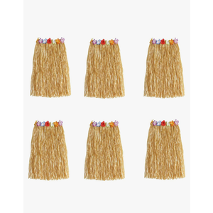 24" Adult's Flowered Luau Hula Skirts Pack of 6 Grass Color