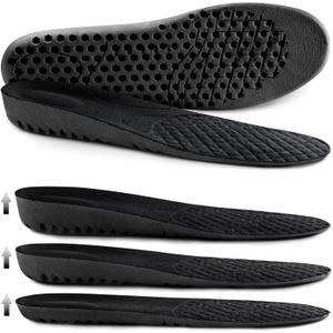 Ailaka Elastic Shock Absorbing Height Increasing Sports Shoe Insoles, Soft Breathable Honeycomb Orthotic Replacement Inserts for Men & Women (8-12 M US Women/7-10 M US Men, Black-heel Height: 2.5cm)