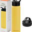 Retrospec Alder Insulated Water Bottle with Straw Lid & Handle Cap - Stainless Steel Wide Mouth Double-Wall Vacuum Insulated Thermos - BPA Free Leakproof Canteen (Honey)