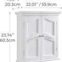 Teamson Home Versailles 22.01 in. x 23.74 in. 2-Door Removable Wall Cabinet with Interior Adjustable Shelves for Storage Solutions in Bathrooms, Kitchens, Laundry Rooms, Home Offices, White