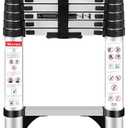 10.5 FT Telescoping Ladder, Adjustable Multi-Purpose Collapsible Extension with Stabilizers, Heavy Duty 330 lbs Max Capacity, Ideal for Home and Outdoor Work,Silver