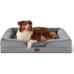 Bedsure Orthopedic Dog Beds Large Sized Dog Washable Original Design | 35" Dog Couch Sofa Waterproof, Comfy Bolster Sides, Removable Cover, Nonslip Bottom, Pet Bed for Cats, Senior Dogs, Grey, 35"l X 25"w X 6.5"th